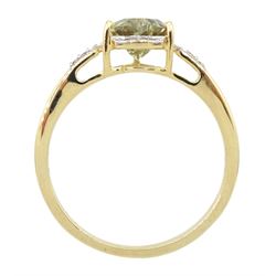 9ct gold heart shaped csarite and white zircon ring, hallmarked