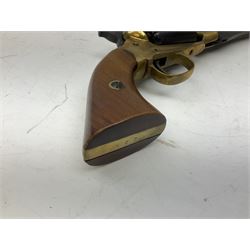 REGISTERED FIREARMS DEALER ONLY Modern Remington .44 calibre percussion brass framed army revolver, possibly by Uberti, with 16cm octagonal barrel, No.225; partially deactivated to old specification with no certificate L36cm overall - Disposed 25.06.25 - Notified 24.07.25
