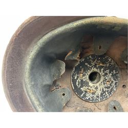 WW1 German leather Pickelhaube helmet with brass plate for Baden regiment, leather strap and leather part only of liner