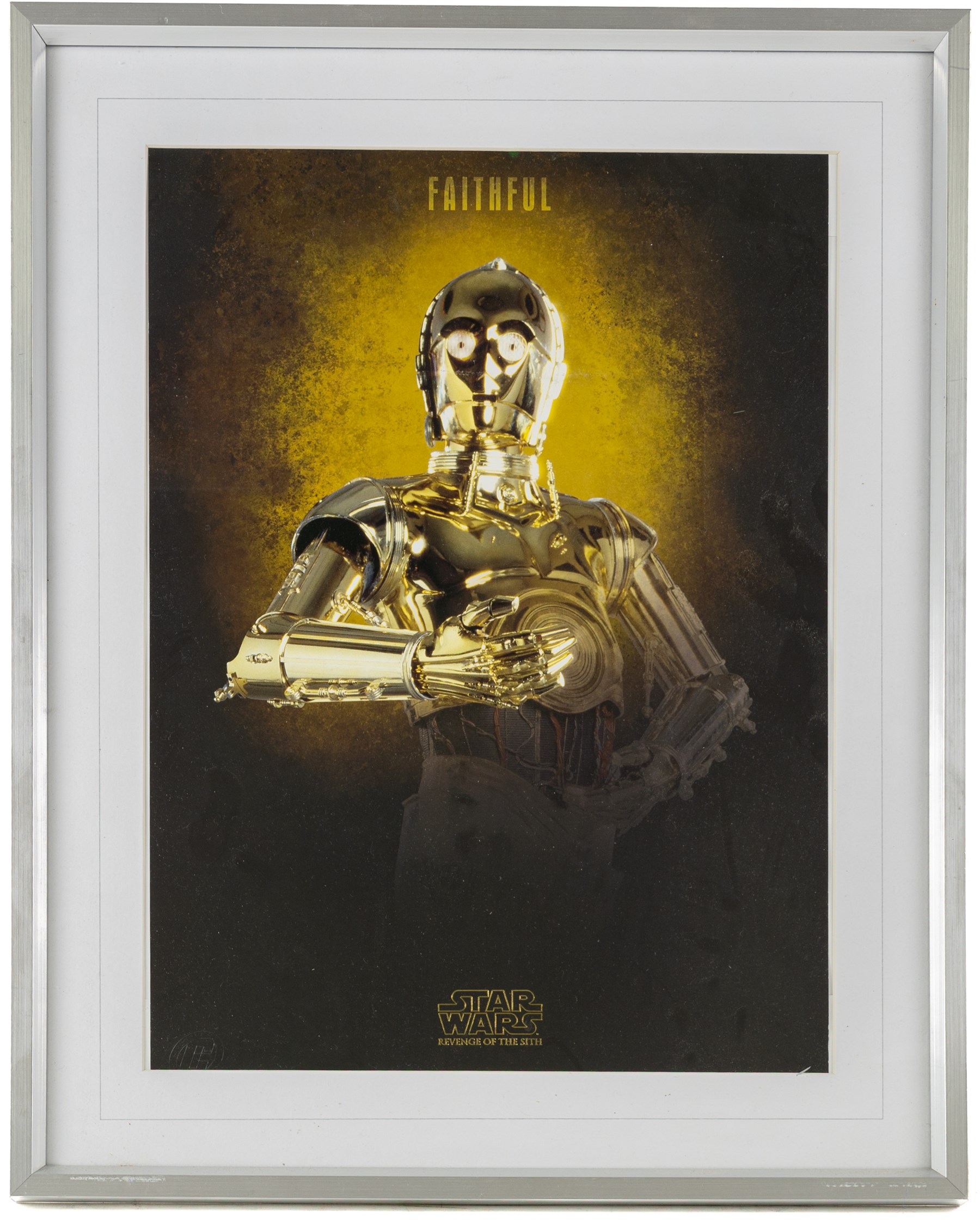 Five framed Cards Inc Star Wars Revenge of the Sith prints, comprising Mace Windu, Yoda, C-3PO, Darth Vader and R2-D2, the R2-D2 example signed by actor Kenny Baker, together with a collection of six smaller limited edition Star Wars art prints, largest H39cm (11)