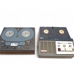 Two vintage four track reel to reel recorders, including a Tandberg Series 15 and a Stellaphone