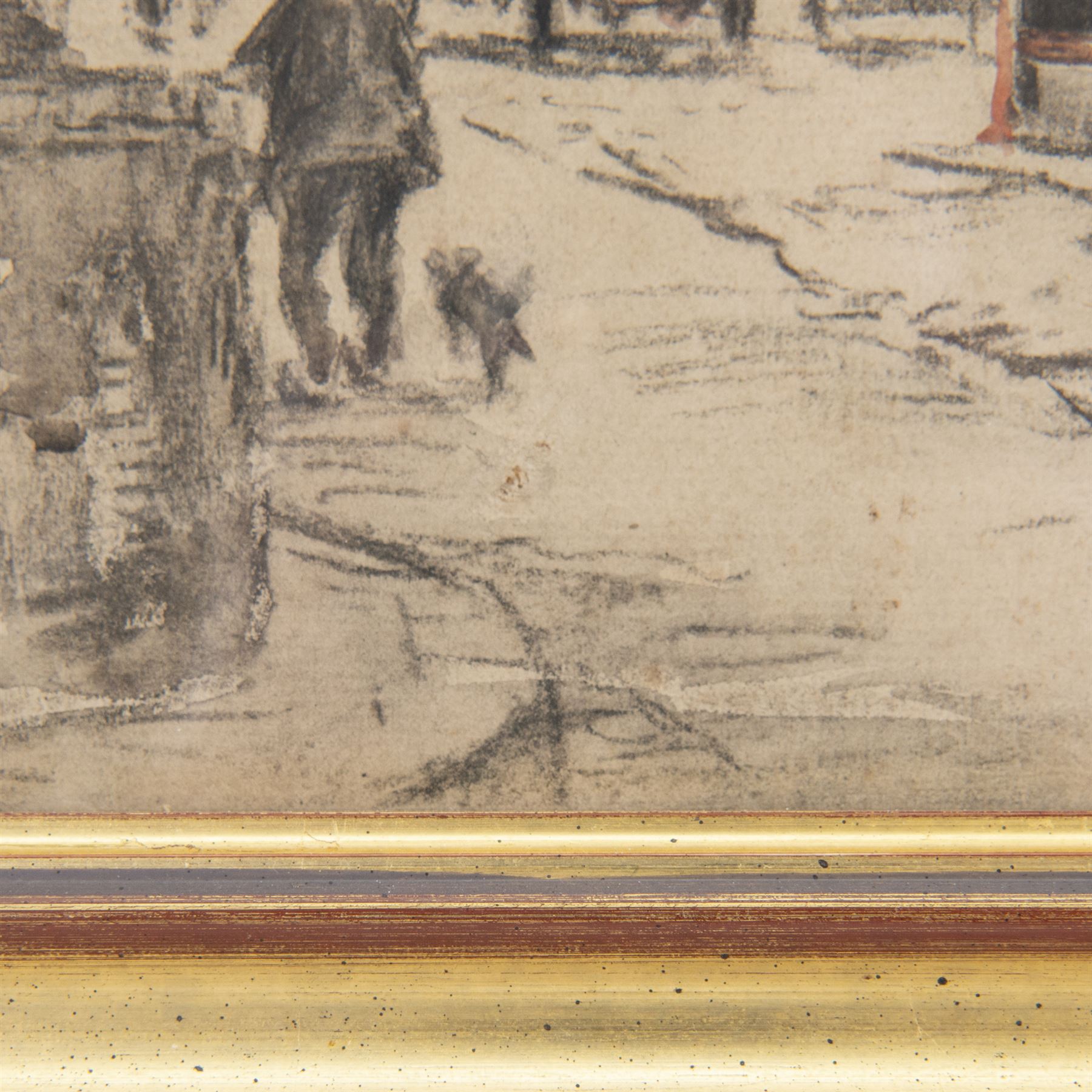 Frederick (Fred) Lawson (British 1888-1968): Grassington High Street, charcoal with colour wash highlights unsigned 21cm x 30cm