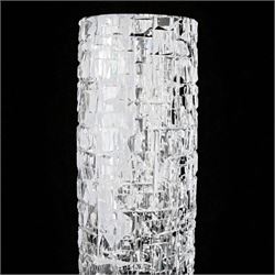 Vladimir Zahour; cut glass vase of cylindrical form, signed beneath, H35cm 