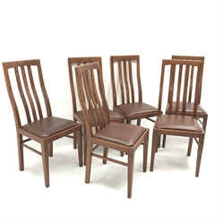 Set six Knights hardwood dining chairs, upholstered seat, square tapering supports, W47cm

