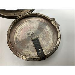 Victorian silver pair cased fusee lever pocket watch, No. 6765, cream enamel dial with Roman numerals, case makers mark R.S, Birmingham 1861, on silver Albert chain