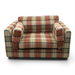 Meridian - snuggle armchair or loveseat, of traditional squared shape, upholstered in tart...