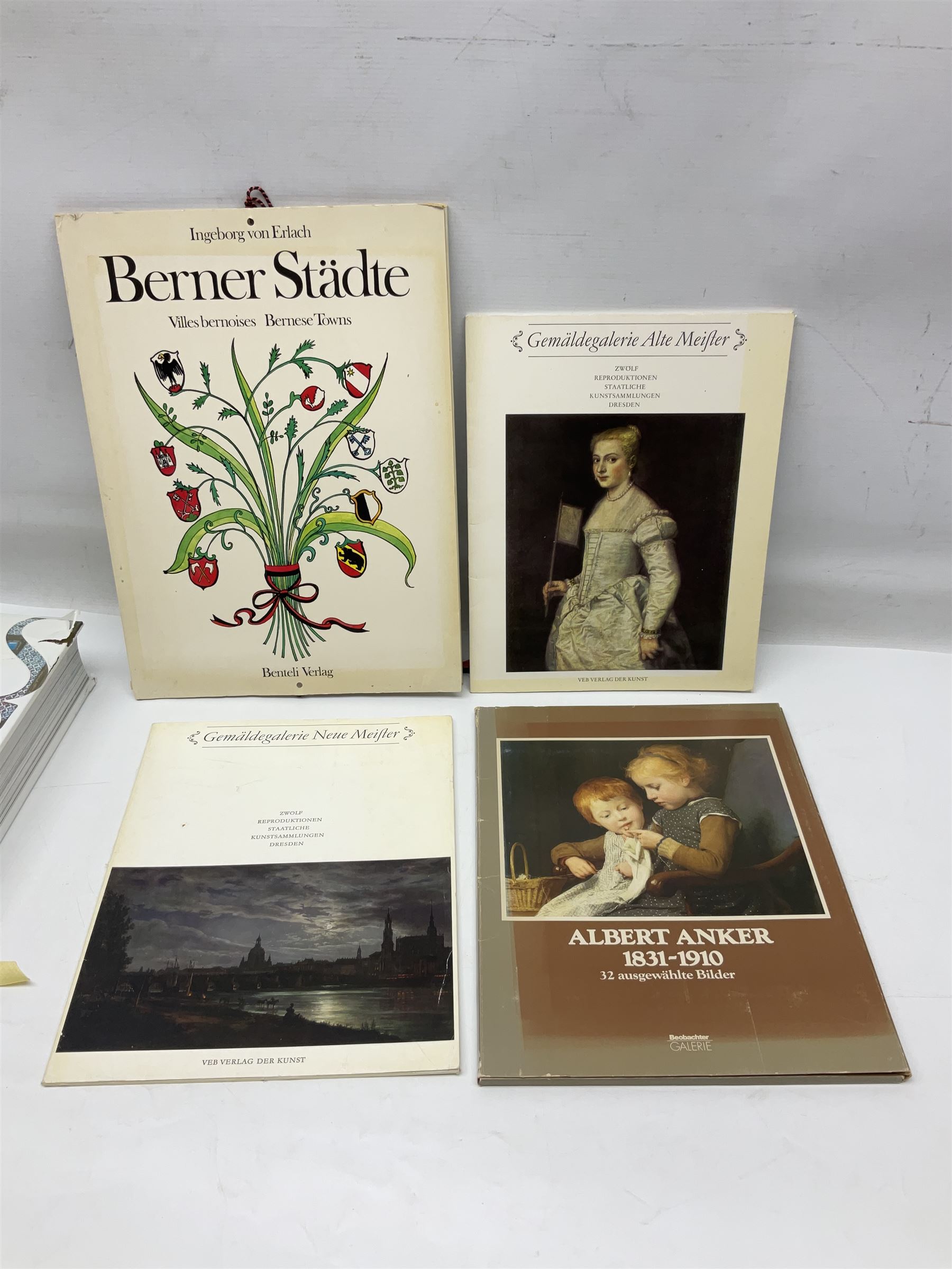 Group of art reference books and folios to include Ars Sacra Christian Art and Architecture of the Western World and Albert Anker 1831-1910, etc 