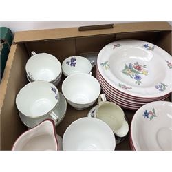 St Michael Rosemarie pattern tea and dinnerwares, to include five dinner plates, eight bowls, four mugs, six small plates etc, together with other tea and dinner wares, and some flatware, three boxes