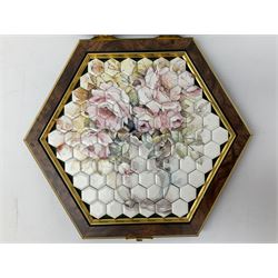 James Peters Worcester cased hexagonal ceramic jigsaw puzzle