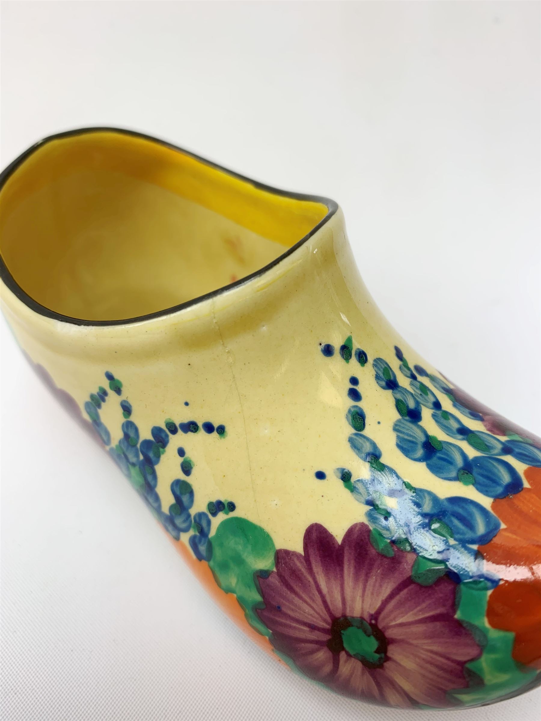 Clarice Cliff Bizarre 'Gayday' pattern Clog, L11.5cm 