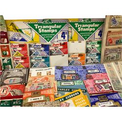 Collection of stamps including packets still mounted to the original shop cards, reading 'A Darracott Product Stamps 1d per pkt' etc, Countries include China, Spain, Argentina, Liberia, Denmark etc, in one box