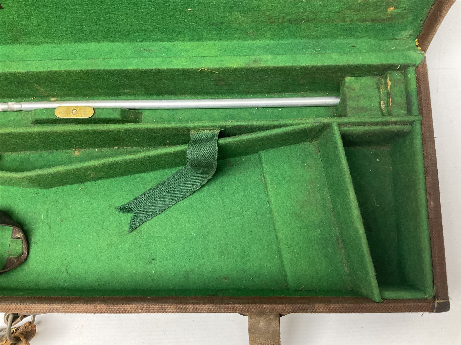 Leather fitted shotgun case L81cm, and a canvas fitted shotgun case with Hooton & Jones label, L83cm (2)