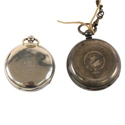 9ct gold cased Rotary wristwatch on leather strap and two silver cased pocket watches, both hallmarked 