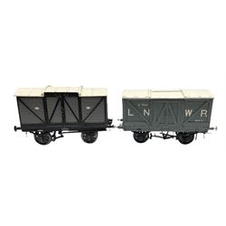 '0' gauge - seven scratch-built LNWR wagons including 10-ton covered wagon, three other covered wagons and three open wagons; all unboxed (7)