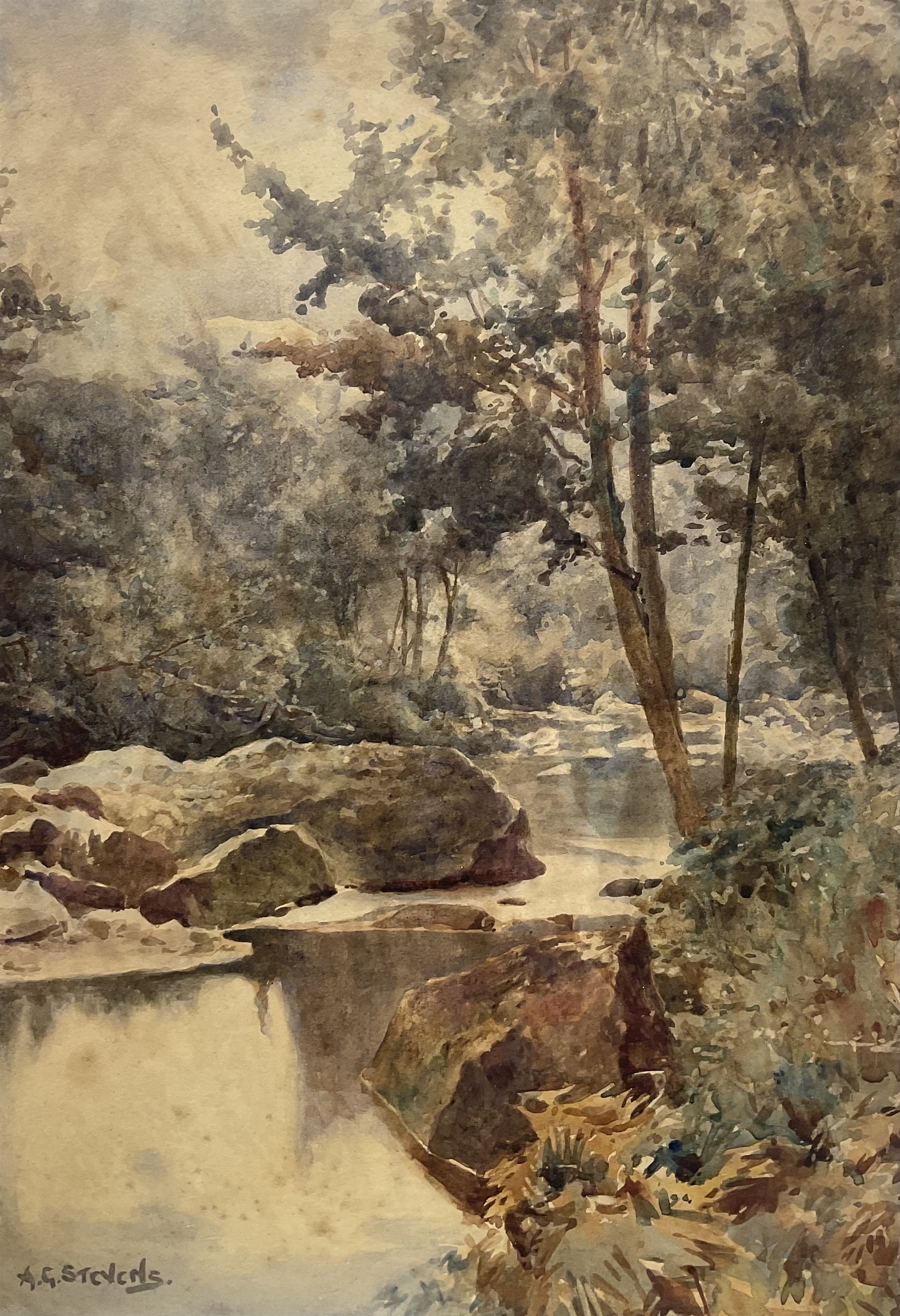 Albert George Stevens (Staithes Group 1863-1925): 'Glaisdale Woods', watercolour signed, titled verso 34cm x 24cm 
Provenance: purchased David Duggleby Ltd 28th November 2011 Lot 168