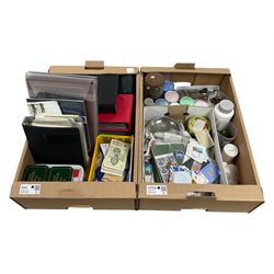 Stamps and coins, including Great British pre-decimal coins, world coins, three Australia ...