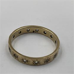 9ct gold eternity ring, set with paste stones, stamped 9ct 