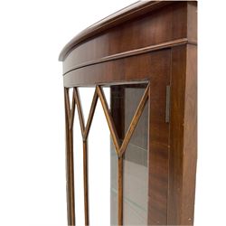 20th century mahogany bow front display cabinet, enclosed by single glazed door