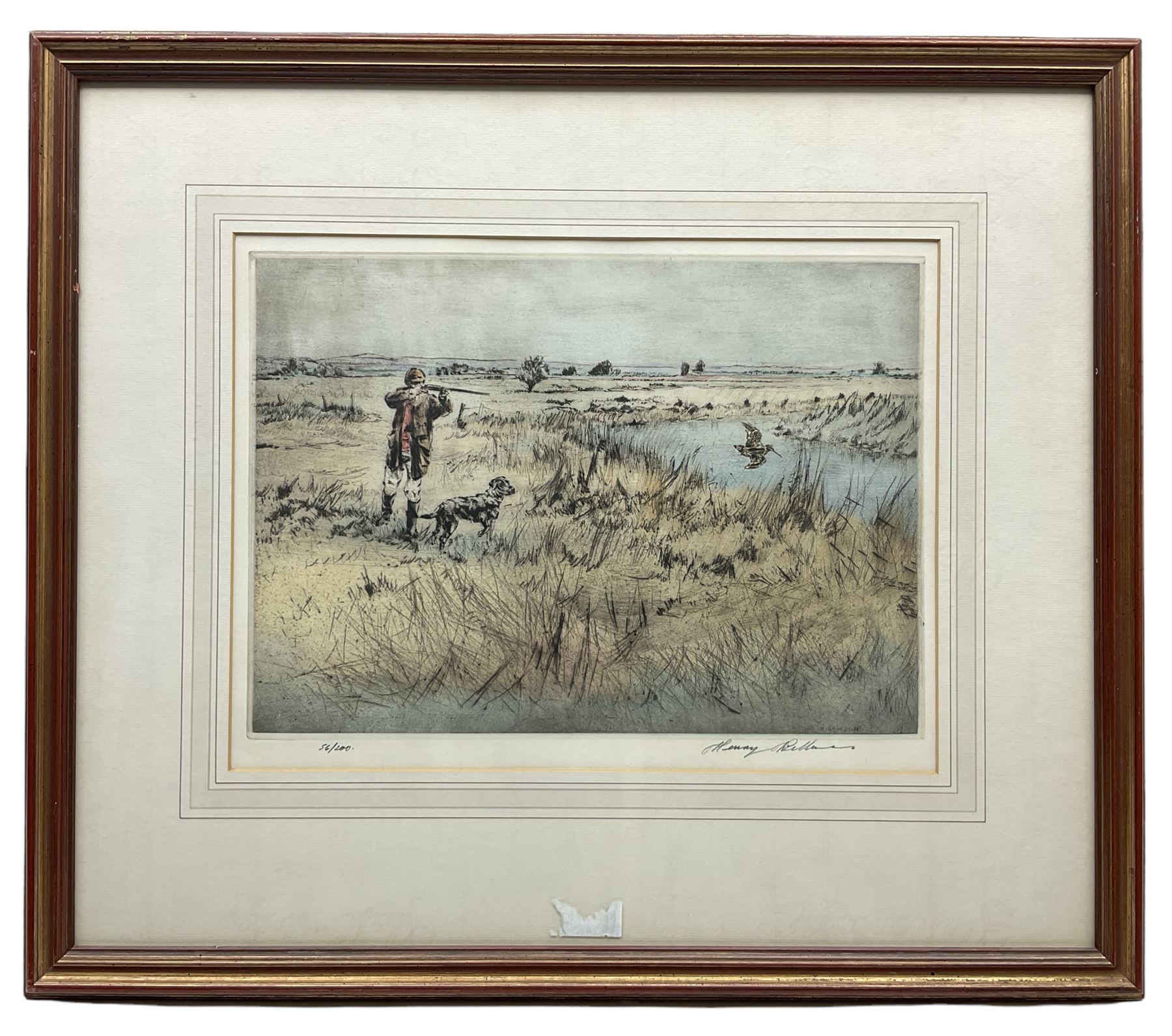 Henry Wilkinson (British 1921-2011): Shooting Snipe, coloured drypoint etching signed and numbered 56/200 in pencil 27cm x 36cm