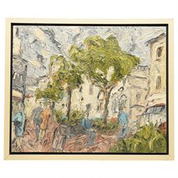 Barry De More (Yorkshire 1948-2023): 'Bull Green Halifax', oil and impasto signed titled and dated 2012 verso 47cm x 56cm
Notes: Acclaimed as one of the North's greatest expressionist artists, Barry De More (1948-2023) used a heavy impasto style to transfer his love of Yorkshire landscapes, townscapes and people to canvas. His work sits comfortably in the company of work by Kossoff and Auerbach, selling to collectors in the UK and overseas. De More's work can be found in the permanent collection of work by Northern Artists at Dean Clough, one of the UK's largest contemporary art galleries.