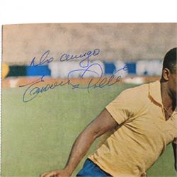 'World Cup 1966 England' hardback book, signed to inner front page by thirteen legendary footballers, to include Bobby Moore, Pele, George Cohen, Bobby Charlton, Alan Ball, Nobby Stiles, Roger Hunt, Peter Thompson, Kenneth Wolstenholme, Jairzinho, Garrincha, Martin Peters and Geoff Hurst, with certificate of authenticity from Chaucer Auctions