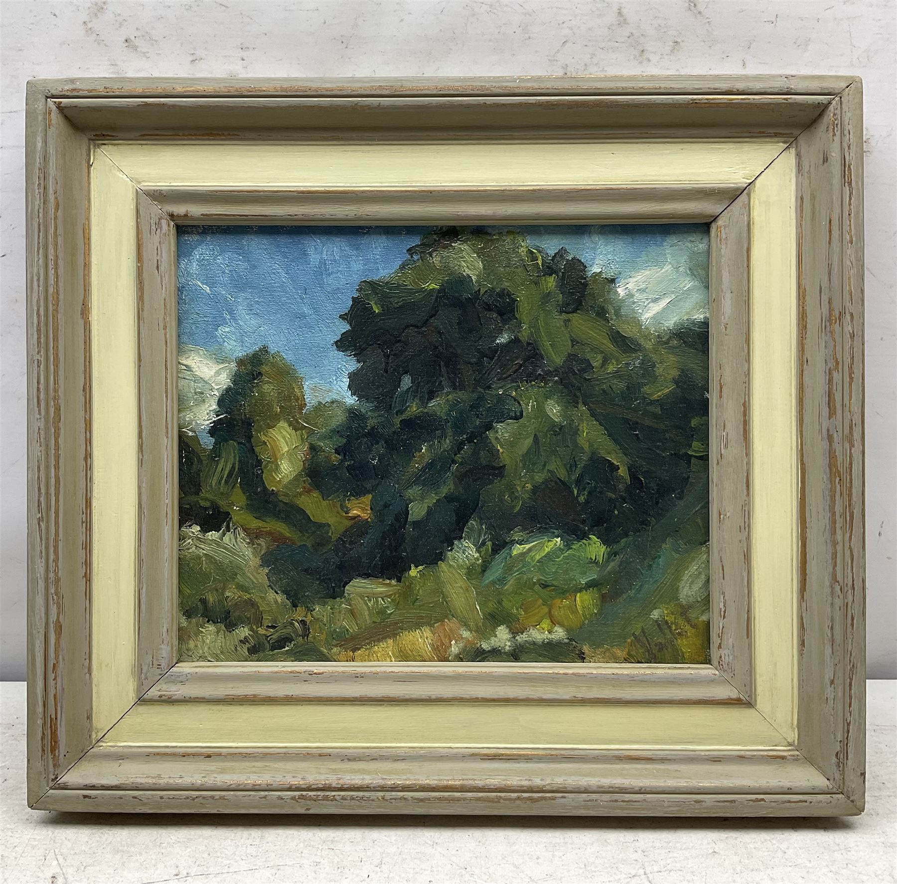 French School (20th Century): Impressionist Trees, oil on board signed 'Vallet' 24cm x 29cm 