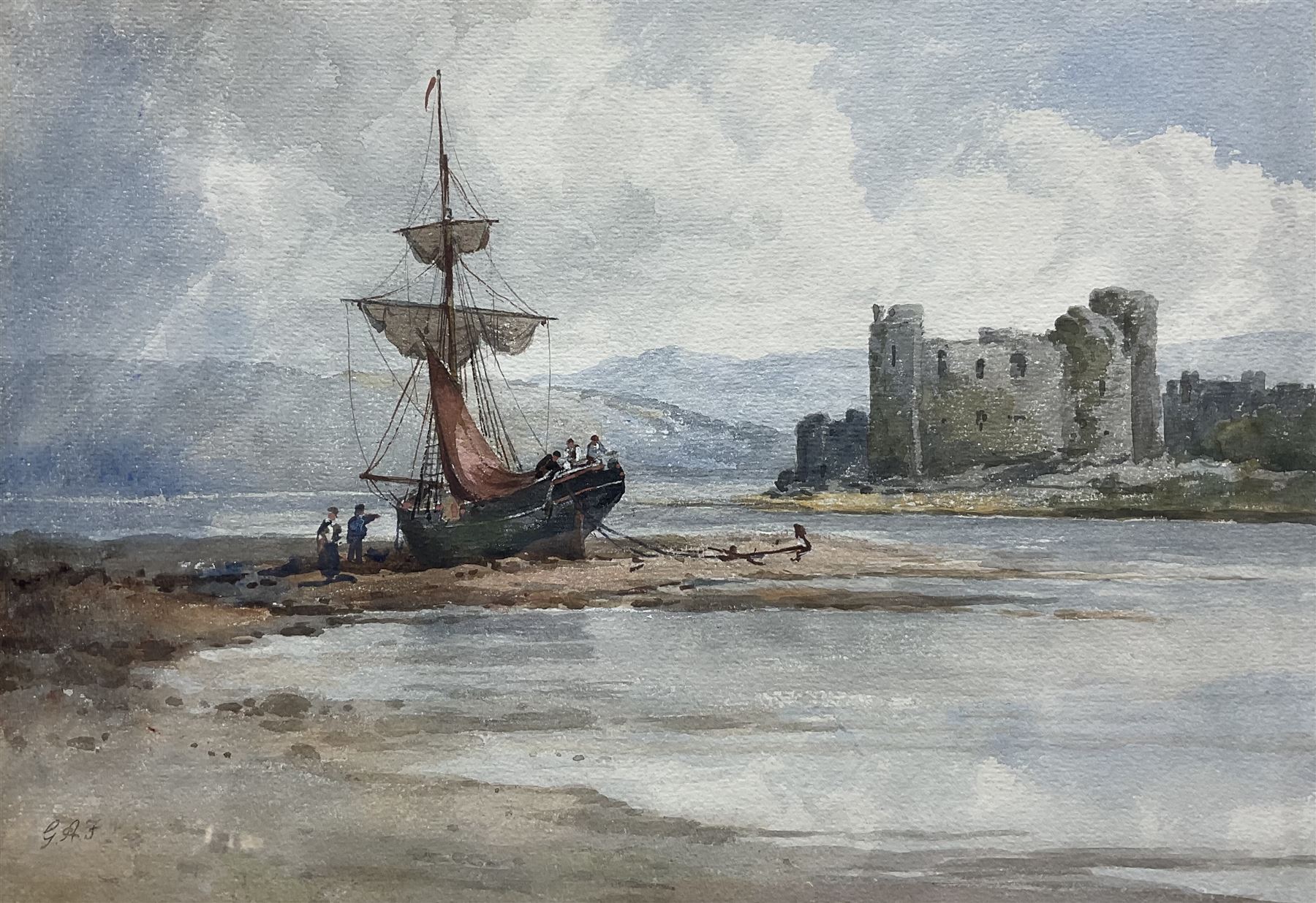 George Arthur Fripp (British 1813-1896): 'Llanharen Castle - South Wales', watercolour signed with initials, titled verso 24cm x 35cm 
