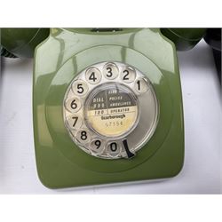 Collection of six vintage telephones, including a trimphones telephone