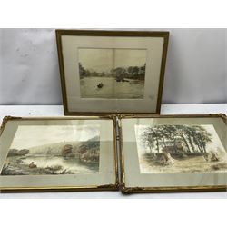 Frederick John Lees (British fl. 1870-1900): 'Cliveden on Thames' and 'Little Boveney Church near Windsor', pair watercolours signed and dated 1894 together with 'Twickenham Ferry', watercolour signed and dated 1895 by the same hand max 26cm x 36cm (3)