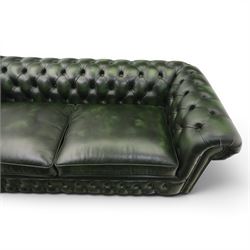Distinctive Chesterfields - Chesterfield two cushion sofa, upholstered in green deeply buttoned leather