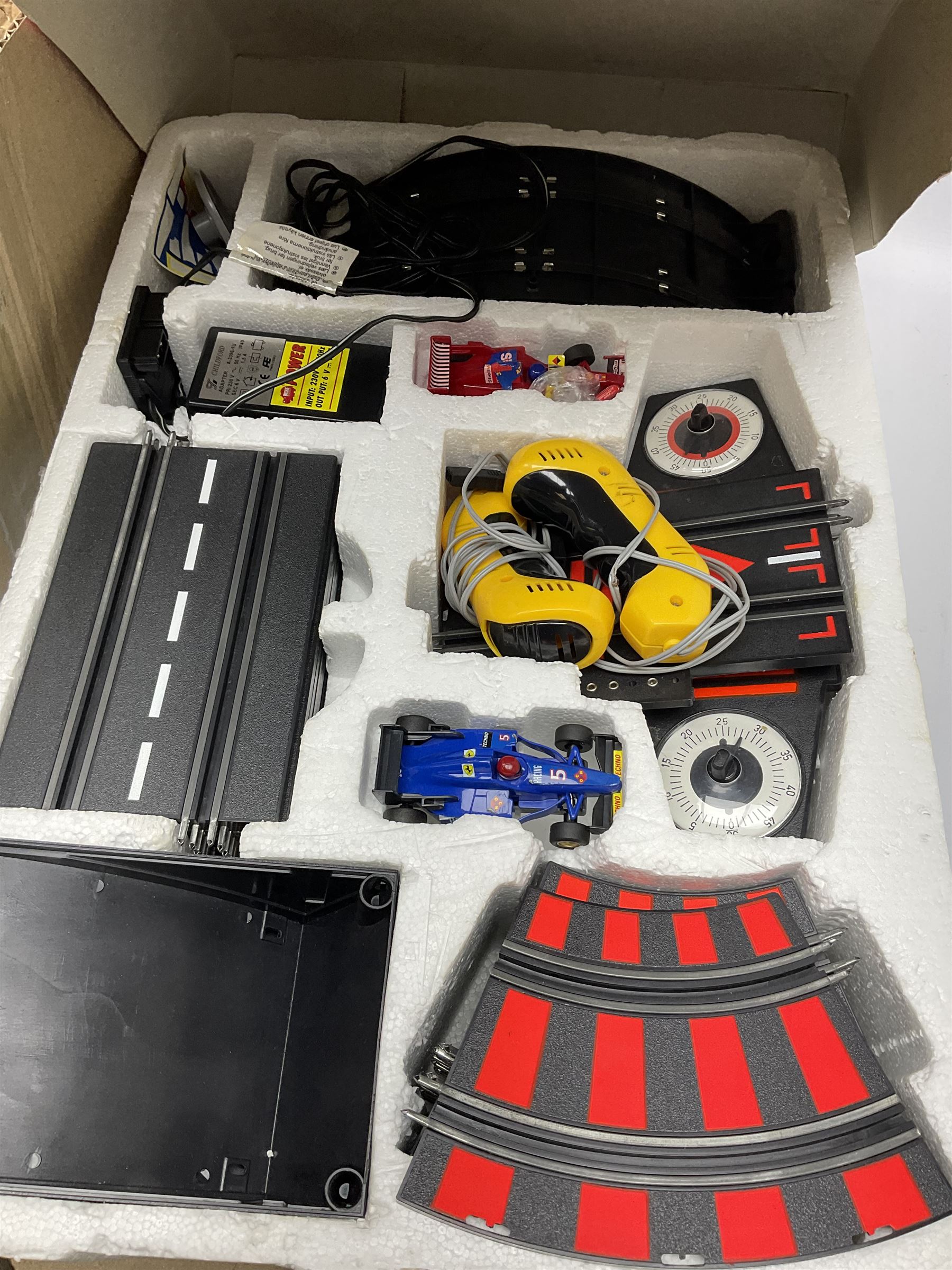 Quantity of die-cast model cars to include Matchbox and Lesley, Franklin Mint Rolls Royce etc, boxed Ferrari Super Formula 1 Michael Schumacher Collection looping raceway, other toys etc