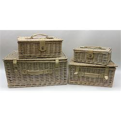 Graduated set of four wicker storage baskets, two grey finish storage crates and five other storage baskets / crates (11)