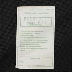 Oka - Costellina circular ottoman stool upholstered in truffle velvet, metal studs lining the top edge