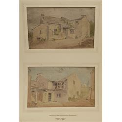 Joseph Rhodes (British 1782-1854): 'Sketches of Old Farm Houses at Flamborough', pair watercolours mounted as one unsigned 16cm x 27cm 
Provenance: collection of Alfred A Haley, Walton, Wakefield, label beneath the mount