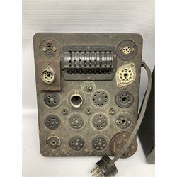 AVO valve tester, British Patent 480752 by the Automatic Coil Winder & Electrical Equipment Co Ltd, together with 16-type plug board with connecting lead, AVO wide range signal generator with original instruction manural and AVO multimeters mk2 and mk4 etc