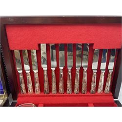 Dahlia Cabinet cutlery box with part canteen of cutlery to include Viners, and another canteen of Sheffield silver-plate cutlery for six