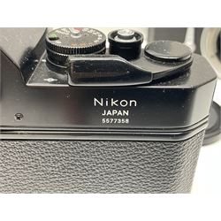 Nikkormat FT2 camera body, serial no. 5066813, in original packaging, together with Nikkormat EL camera body, serial no. 5577358, with Nikon Nikkor 50mm 1:1.8' lens no. 2143575, Nikkormat FT, serial no. 3968385, and Nikomat FT camera body, serial no. 4015491