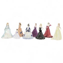 Eight Coalport figures, including Millennium Princess, Margaret, Susan etc, all with original boxes 