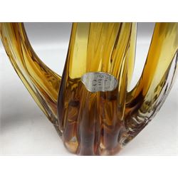 Pair of Murano Icet glass birds, H37.5cm