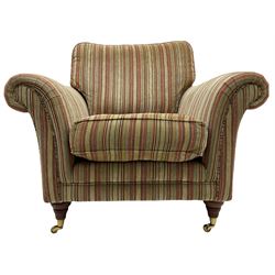 Parker Knoll armchair, upholstered in stripe fabric