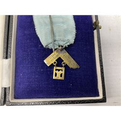 Group of predominantly Masonic Jewels of Office, to include silver, and silver gilt and enamel examples, mostly 1950's and 1960's in date, etc. 