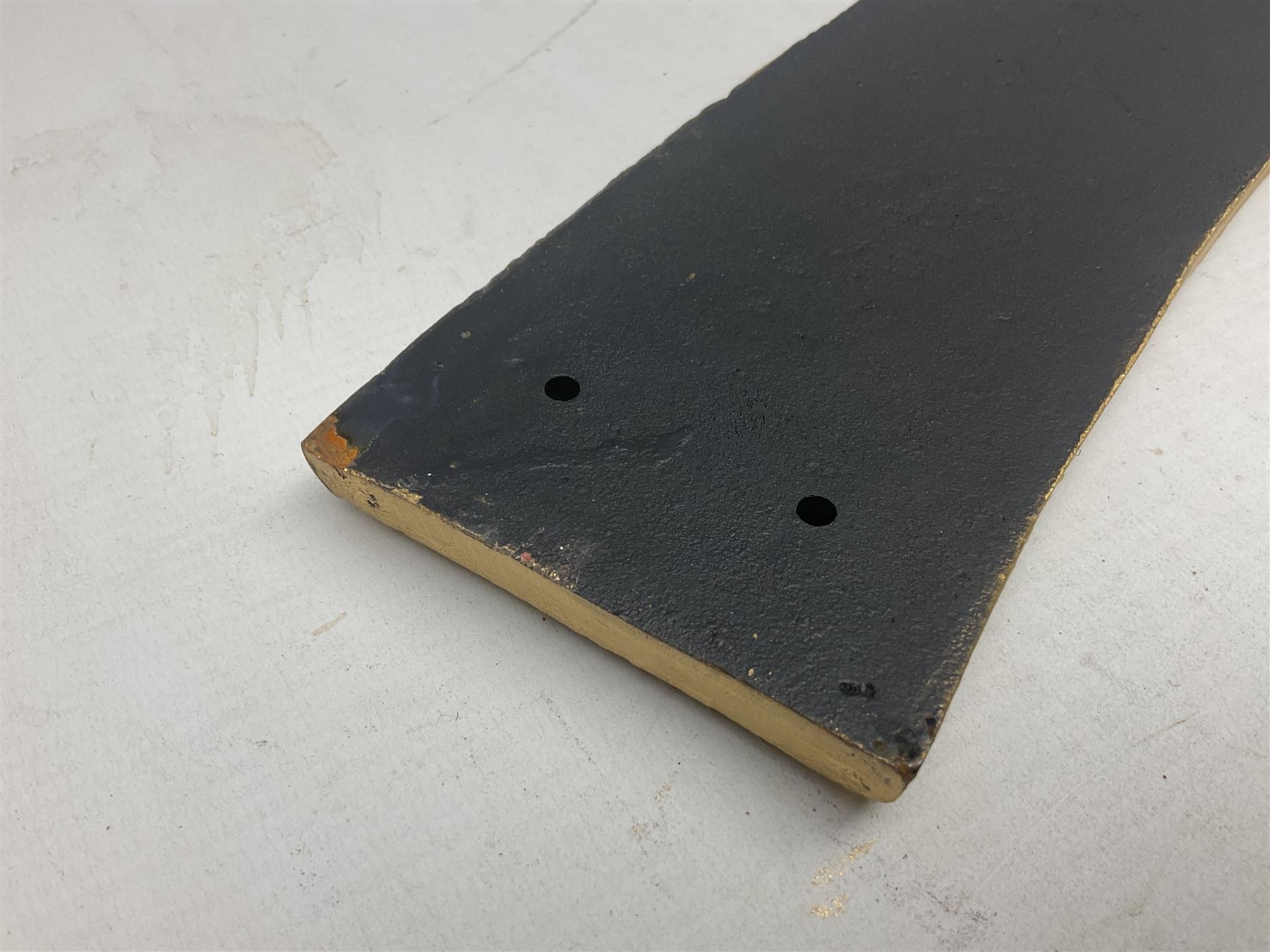 Cast iron Flying Scotsman arched railway type sign, L70cm