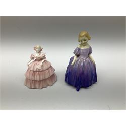 Two Royal Crown Derby pattern Imari soup bowls, pattern 2451, Belleek Fermanagh Ireland four piece set in green shamrock pattern, Royal Doulton small lady figure, Marie HN1370, large Wedgwood fruit bowl, Sylvac jardiniere in autumn leaves pattern, five pieces Co-operative Society commemorative ceramics, with selection of other ceramics. 