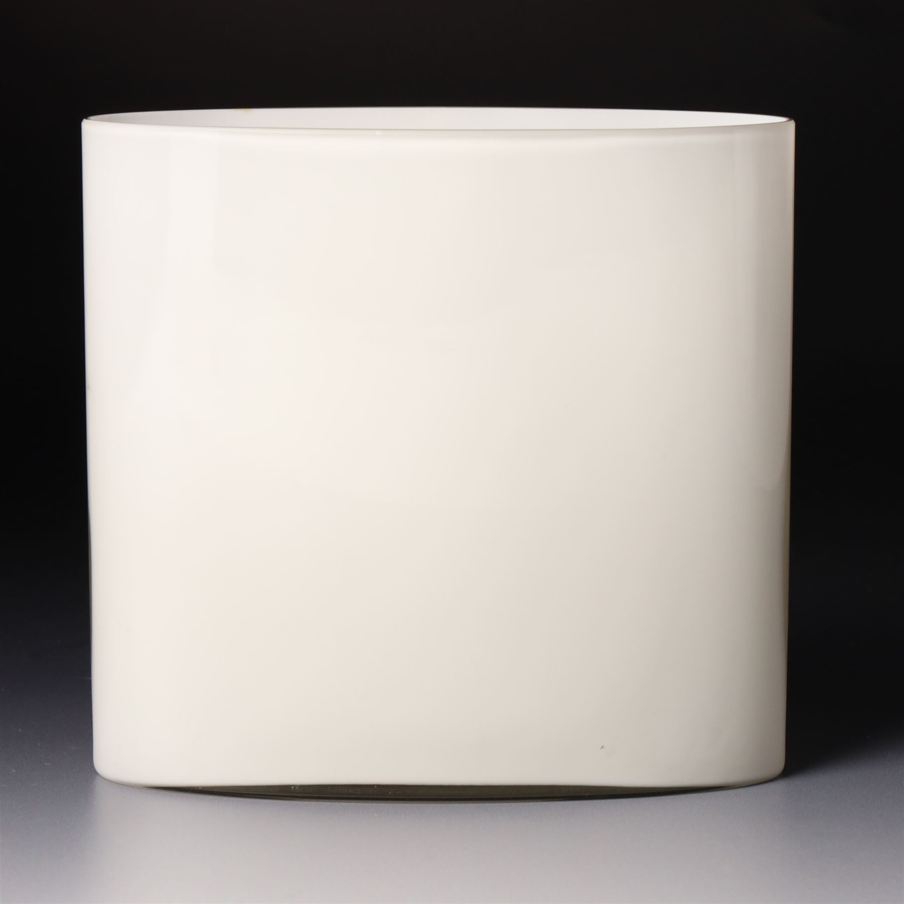 Alvar Aalto (Finnish 1898-1976) for Iittala: Set of three white glass vases, marked Alvar Aalto to base, largest H16cm (3)