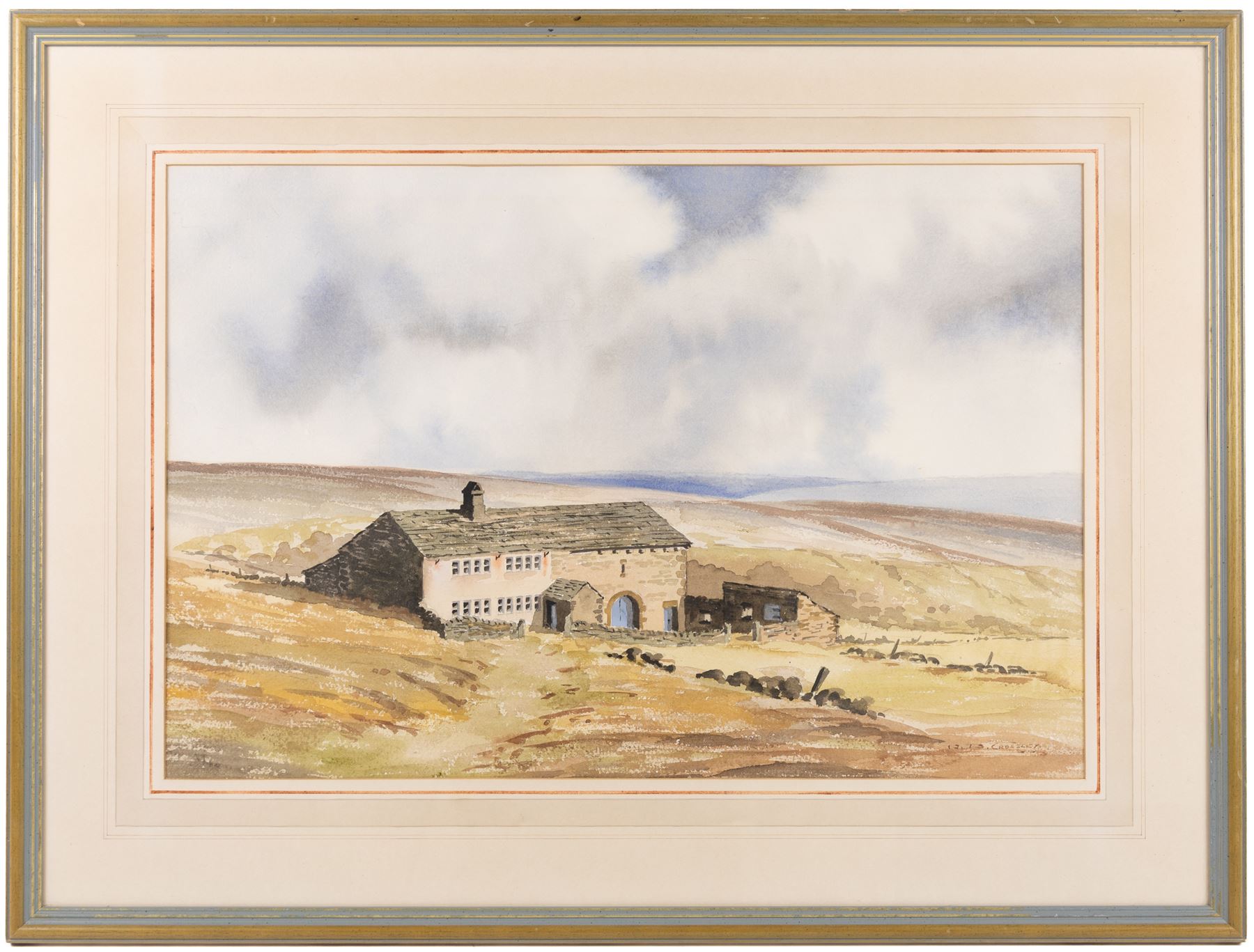 Donald Crossley (British 1932-2014): Moorland Stone Farmhouse, watercolour signed 36cm x 54cm