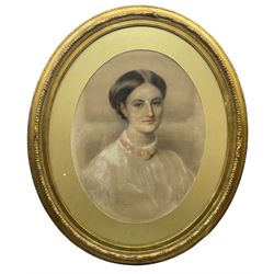 George Bonavia (Maltese/British 1818-1901): Bust Portrait of a Lady, probably a member of the Trollope family, oval pastel signed and dated 1866, 61cm x 48cm 
Provenance: private collection, purchased Neales Auctioneers Nottingham 27th March 2003 Lot 964; from Casewick Hall, Uffington, home of Sir John Trollope