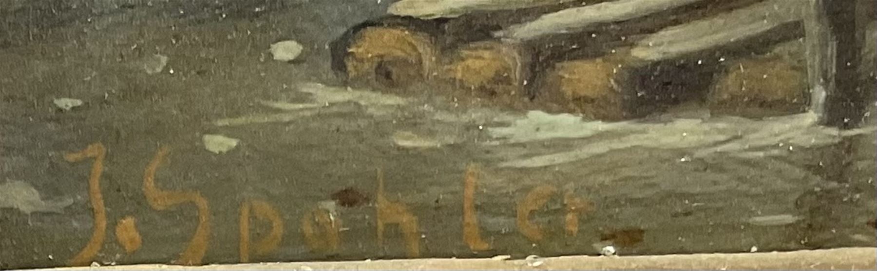 Circle of Jan Jacob Coenraad Spohler (Dutch 1837-1923): Skating on the River, oil on panel bears signature 37cm x 46cm