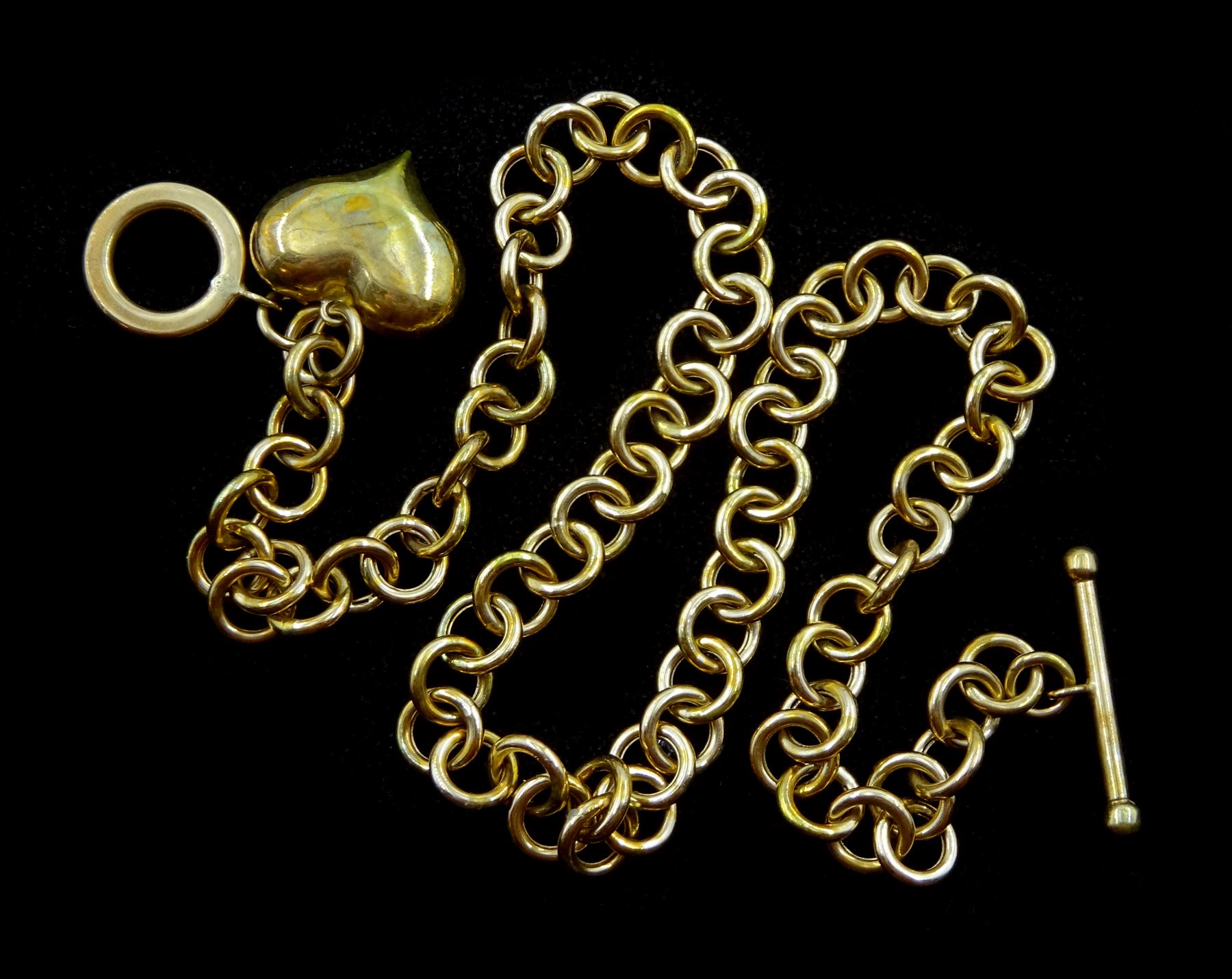 9ct gold heart pendant necklace, stamped 375, approx 21.4gm