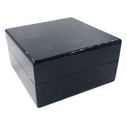 Roberto Coin 'Parisienne' 18ct gold three row round brilliant cut diamond bangle, with a signature round cut ruby to the underside and ruby set clasp, Birmingham 2006, boxed