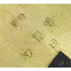 George III 18ct gold pair cased English lever fusee pocket watch by John Bolton, Durham, No. 844, round baluster pillars, engraved balance cock with flower decoration and diamond endstone, stop/work lever, cream enamel dial with Roman numerals and subsidiary seconds dial, case makers mark V&R, Chester 1819